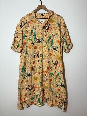 Tsumori Chisato x Niko and ... Collab Shirt Dress Tropical Animals Nature Sz L